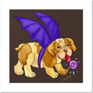 Sweet Halloween Bulldog Bat Posters and Art